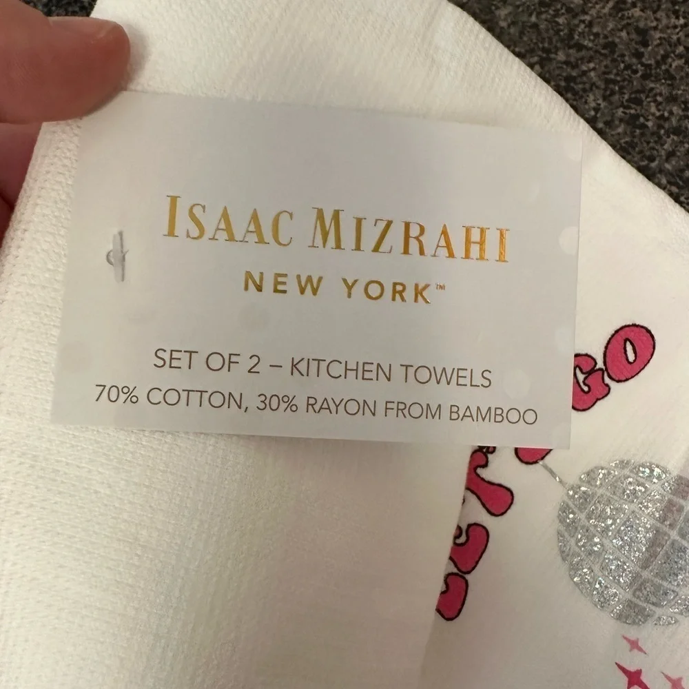 Isaac Mizrahi Let’s Go Ghouls Disco Ball Cowgirl Ghost Set Of 2 Kitchen Towels